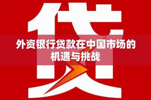 霍邱外资银行贷款在中国市场的机遇与挑战