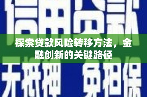 平陆探索贷款风险转移方法，金融创新的关键路径